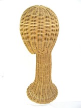 VTG Wicker Mannequin Head Hat Stand Natural Rattan Wig Store Display 19&quot; Tall - £70.04 GBP