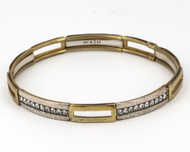 Retired Silpada Sterling Silver &amp; Brass Crystal Fusion Stretch Bracelet B3179 - £31.59 GBP