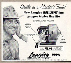 1960 Print Ad Langley 999A Fishing Reels, Line Gripper San Diego,CA - £8.22 GBP