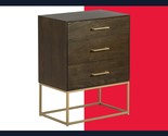 Contemporary Dresser With Three Drawers By Tommy Hilfiger,, Gold Metal Leg. - £67.19 GBP