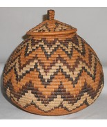 Hand Made AFRICAN - ZULU Hand Woven  BASKET w/ATTACHED LID - $245.18 CAD