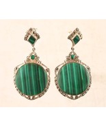 *Sterling Silver 925 Malachite Gemstone Dangle Earrings - $188.72 CAD