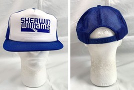 New Sherwin Williams Paint Snapback Trucker Hat Mens Large Blue White - $32.62