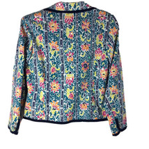 REDD VTG Blazer Floral Print Flower Jacket Sz 10 Bling WOMEN SEQUIN - $29.45