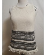 Madewell Villagrove Ivory Black Geometric Print Fringed Tank Sweater Top... - $275.50 MXN