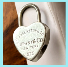 Tiffany & Co. Please Return to Sterling Silver 925 Heart Padlock Charm Pendant image 6