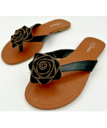 Forever model:gaby-66 black flower flip flop sandals size 7 - €21,96 EUR