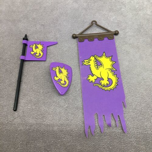 Playmobil Castle Banner, Flag & Shield Replacement Parts-Purple Dragon 3669 - $5.87