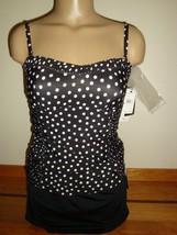 New Jantzen 2 Pc Lady Dot Retro Swimsuit BANDEAUKINI/SKIRTED Bottom BLK/WHT 8 - £63.30 GBP