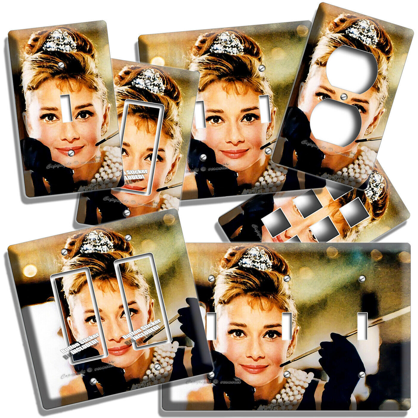 AUDREY HEPBURN BREAKFAST AT TIFFANYS JEWELRY LIGHT SWITCH OUTLET WALL PLATE DECO