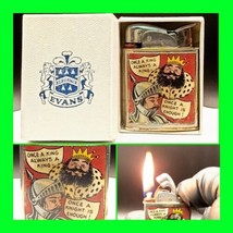 Unique Vintage Comic Strip Once A King Always A King Evans Lighter & Box Working - £97.37 GBP