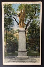 World War Memorial Upper Common Fitchburg Massachusetts Linen Historic P... - £4.70 GBP