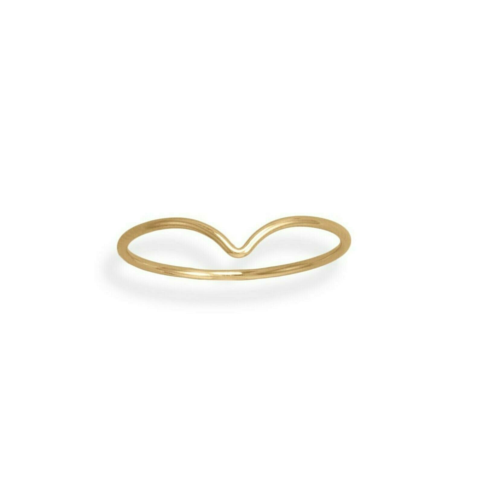 14 Karat Gelbgold gefülltes 1 mm dünnes "V" Design Ring Curve Promise... - $29.37