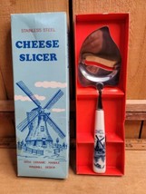 Vintage Kaasschaaf Holland Cheese Slicer with Delft Ceramic Handle Origi... - $21.84