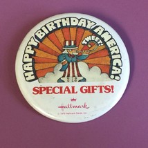 1975 Hallmark Cards Pinback Happy Birthday America Uncle Sam Tweet Special Gifts - £3.12 GBP