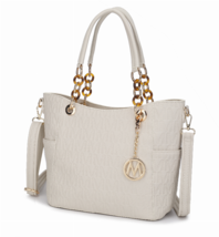 High-Quality Vegan Leather Rylee Tote Bag - Beige - $59.15