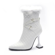 Big Plus Oversize 49 50 Luxury Brand Quilted Boots for Women Warm Real Rabbit Fu - £61.84 GBP