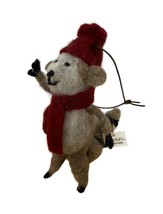 HomART  Plush Brown  Raccoon with Scarf and Hat Christmas Ornament 5 inch   - £16.01 GBP