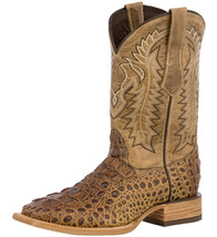 Mens Cowboy Boots Alligator Pattern Square Toe Leather Sand Rodeo Dress - $108.99
