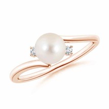 ANGARA Freshwater Pearl Bypass Engagement Ring for Women in 14K Solid Gold - £339.24 GBP