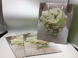 Wedding Gift Bag Lot 3 White Roses Mothers Day Shower 12 x 10 Glitter Feminine  - £10.14 GBP