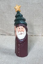 Eddie Walker Faux Wood Santa Claus with Christmas Tree Figurine Rustic Folk Art - £11.21 GBP