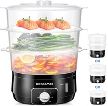[Black] 13.7QT Electric Food Steamer for Cooking, 3 Tier Vegetable Steamer - £59.15 GBP