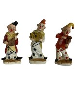 3 Vintage Hand Painted Bisque Porcelain  Musician Clown Figurine 5-6&quot; - £41.80 GBP