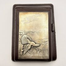 1965 Big Vintage Soviet Silver Plated Leather Notebook Cover Capercailli... - $122.00