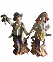 Antique Figurines, Man, Woman, #2132 Unger, Schneider &amp; Co, Bisque Porce... - $97.69
