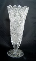 Vintage Crystal 10&quot; Hofbauer Byrds Hand Cut Pedestal Vase with Etched Birds  - £19.90 GBP