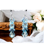 Sky Blue Crystal Dangle Earrings | 2” Elegant Drop Earrings | Gift for W... - $272.68 MXN