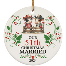 Our 51th Years Christmas Married Ornament Gift 51 Anniversary &amp; Funny Cow Couple - £11.05 GBP