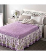LAVENDER FLOWERS REVERSIBLE BEDSPREAD COVERLET 3 PCS KING SIZE FRESH AND COMFY - £77.05 GBP
