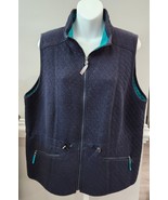 Talbots Navy Blue Quilted Zip Vest Jacket Womens  Cotton Mock Neck Size ... - £14.80 GBP