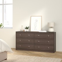 Modern Wooden Wide Coffee Chest Of 6 (3+3) Drawers Bedroom Clothing Storage Unit - £167.25 GBP