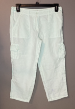 Tommy Bahama Women Mint Green Linen Cropped Pants Size 6 - £14.90 GBP