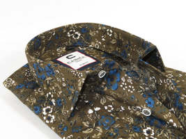 Men's Shirt By CASILA Turkey Cotton Blend Long Sleeves 501660-02 Olive Floral image 2