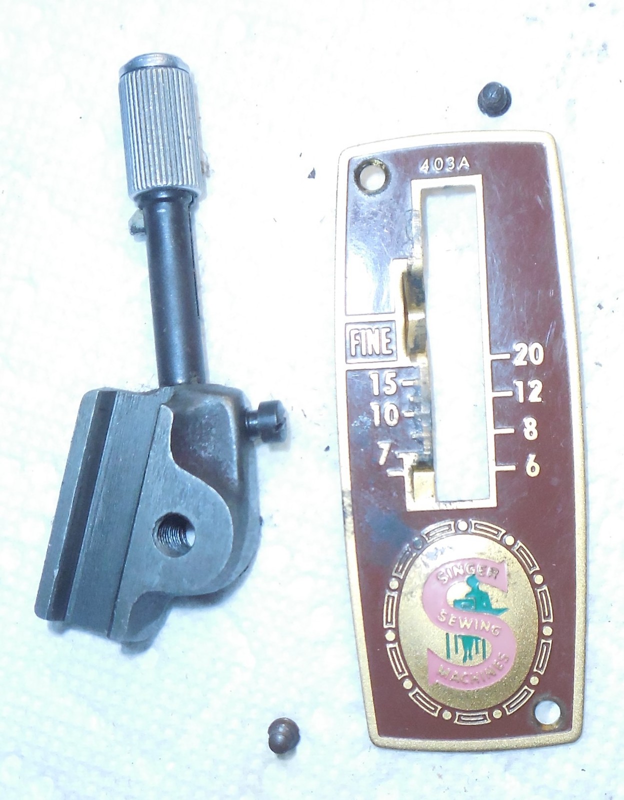 Singer 403A Slant Shank ZZ Stitch Width Lever w/Cover Plate & Mounting Screws - $18.00