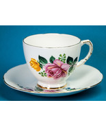Delphine Cup & Saucer Pink & Yellow Roses Bone China England - $138.03 MXN Delphine Cup & Saucer Pink & Yellow Roses Bone China England - $138.03 MXN