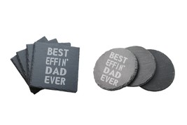 Funny Dad Gifts Best Effin Dad Ever Engraved Slate Coasters Set of 4 - £23.91 GBP