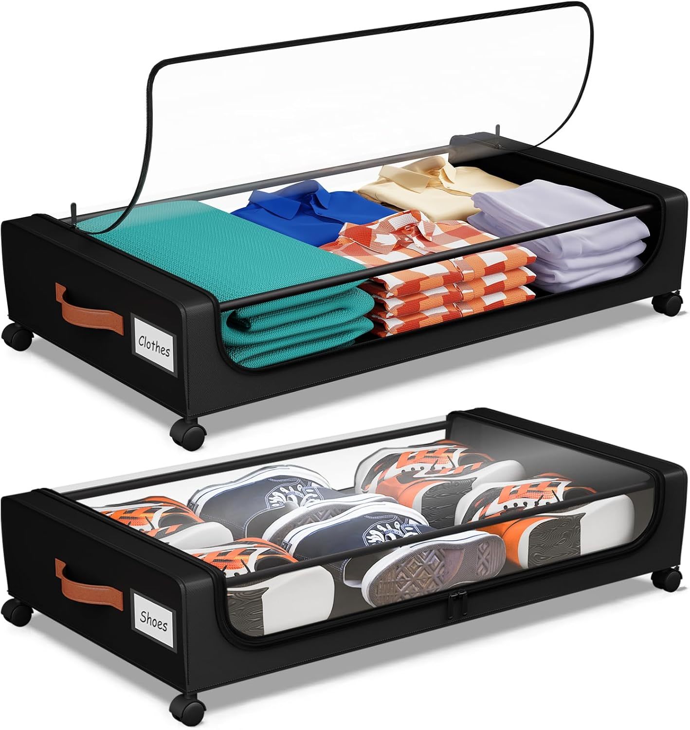 2 Pack Under Bed Storage With Wheels, 50L Large Capacity Underbed Storag... - $40.99