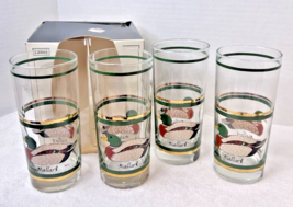 VTG 4 Libbey Glass Mallard Duck Hunting Bar Highball Glasses 15oz Boxed - $32.18