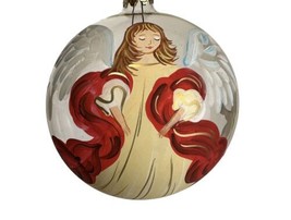 pier 1 One Imports Christmas ornaments handpainted red winged angel - £15.77 GBP