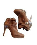 White House Black Market Brown Leather Heeled Cadie Ankle Booties Boots ... - £59.29 GBP