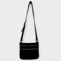 HOBO black nylon crossbody travel bag purse adjustable strap silver hard... - $33.87
