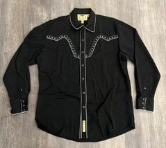 Larry Mahan Shirt Mens Large Black Long Sleeve Embroidered Western Pearl... - $39.59
