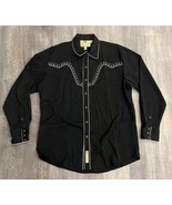 Larry Mahan Shirt Mens Large Black Long Sleeve Embroidered Western Pearl... - £30.96 GBP