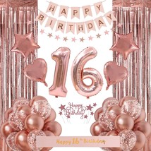 16Th Birthday Decorations For Girls, Rose Gold Sweet 16 Birthday Party Decoratio - £31.35 GBP