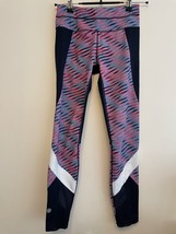 Athleta Electra Sonar 7/8 Pink Blue Mesh Leggings Size XS Activewear Zip Pocket - $6.24